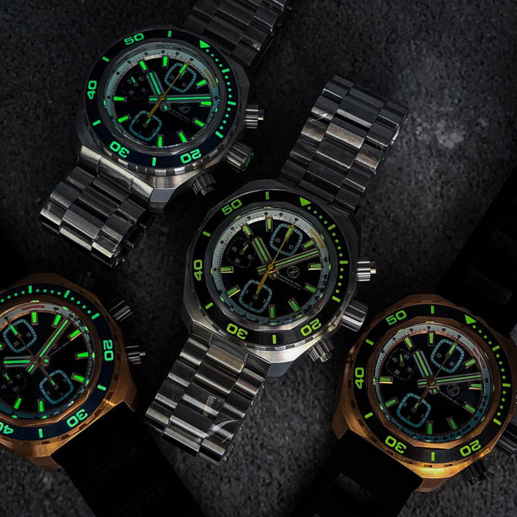 ZELOS HAMMERHEAD CHRONO 1000M DIVER BRONZE MIDNIGHT BLUE